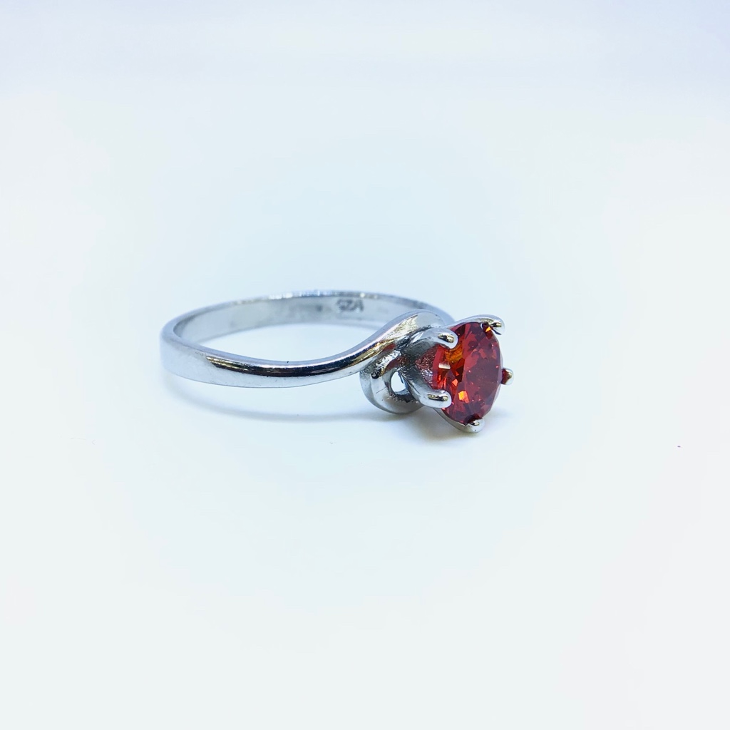 FANCY STERLING SILVER RED STONE RING - Image 2