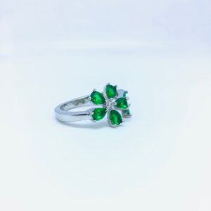 FANCY STERLING SILVER GREEN STONE RING