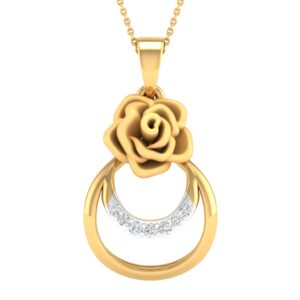 Real diamond fancy flower pendant