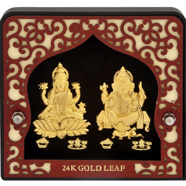 GANESHJI AND LAXMIJI 999 GOLD FRAME