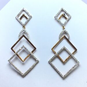 designing square fancy rose gold earrings