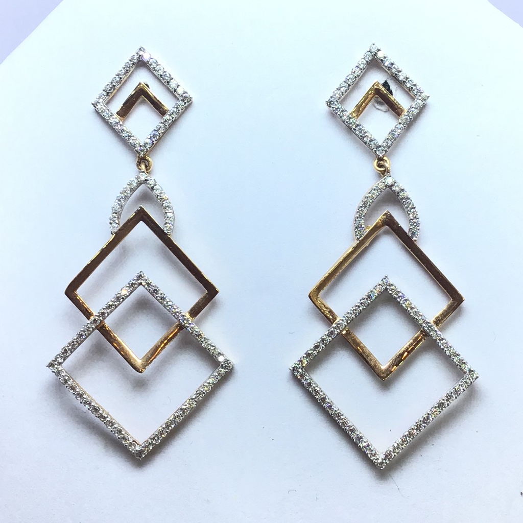 designing square fancy rose gold earrings