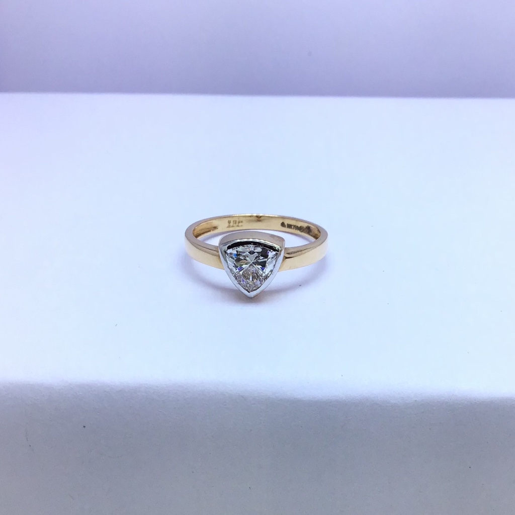 triangle solitaire rose gold ladies ring