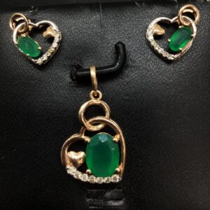 Real diamond fancy heart Stone pendant set