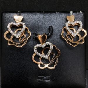 Real diamond fancy Heart pendant set