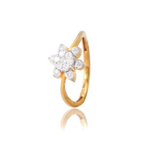 22KT Gold Flower Design Diamond Ring