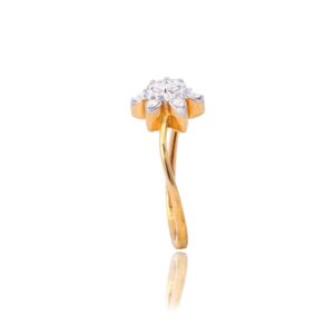 22KT Gold Flower Design Diamond Ring
