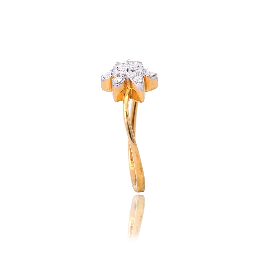 22KT Gold Flower Design Diamond Ring - Image 2