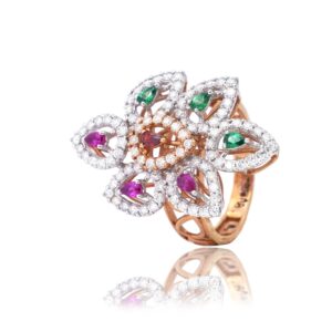 22K Gold Colorful Stone Ring For Women