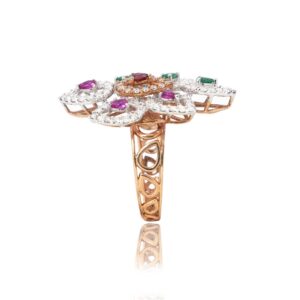 22K Gold Colorful Stone Ring For Women