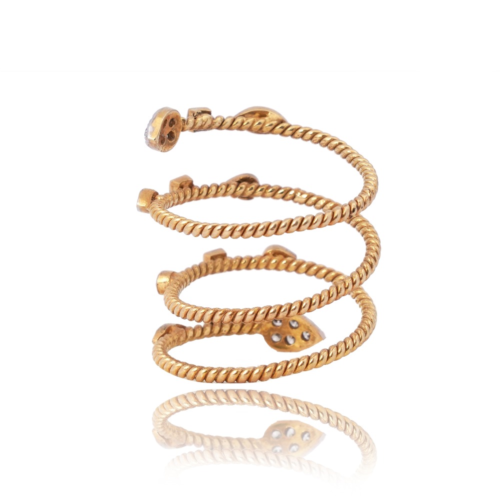 22K Gold Spring Design Diamond Ring - Image 4
