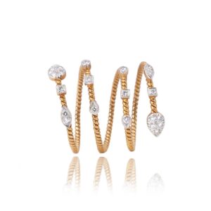 22K Gold Spring Design Diamond Ring