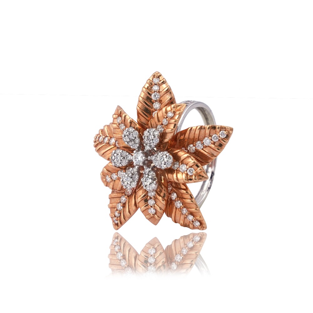 18KT Rose Gold Flower Design ring - Image 4