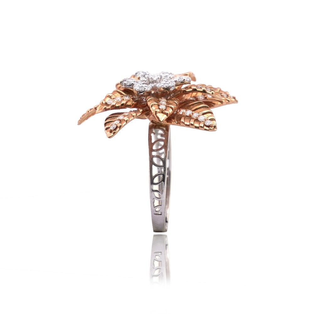 18KT Rose Gold Flower Design ring - Image 2