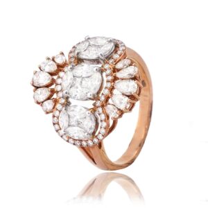 Rose Gold Attractive Design Diamond Ring