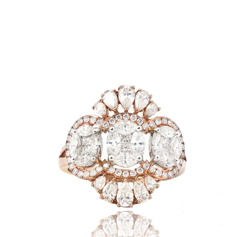 Rose Gold Attractive Design Diamond Ring