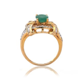 916 Gold Green Stone Diamond Ring For women