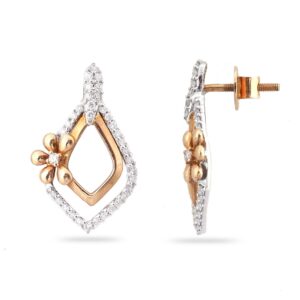 Gold New Stylish Flower Design Diamond Earring