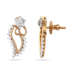 22KT Gold Heart Design Diamond Earring