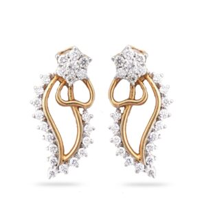 22KT Gold Heart Design Diamond Earring