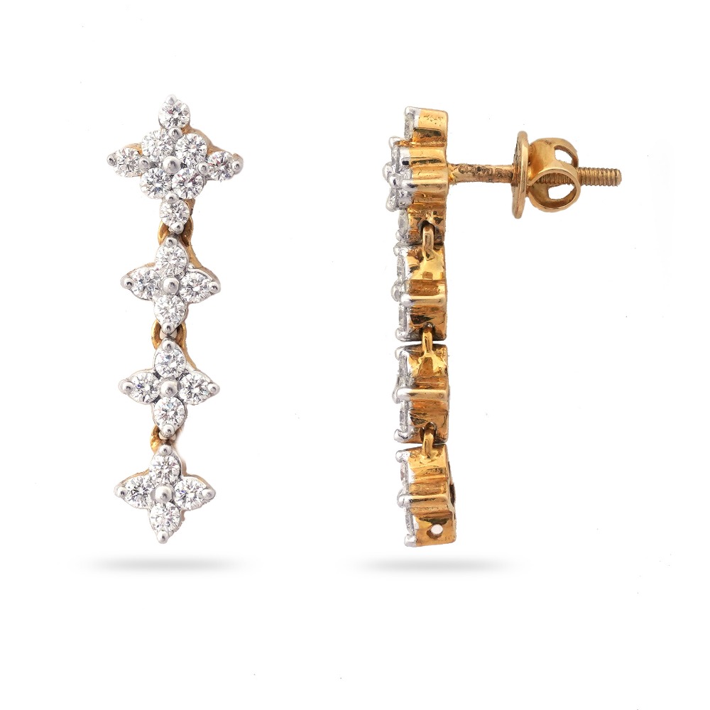 916 Gold Elegant Design Diamond Earring - Image 3