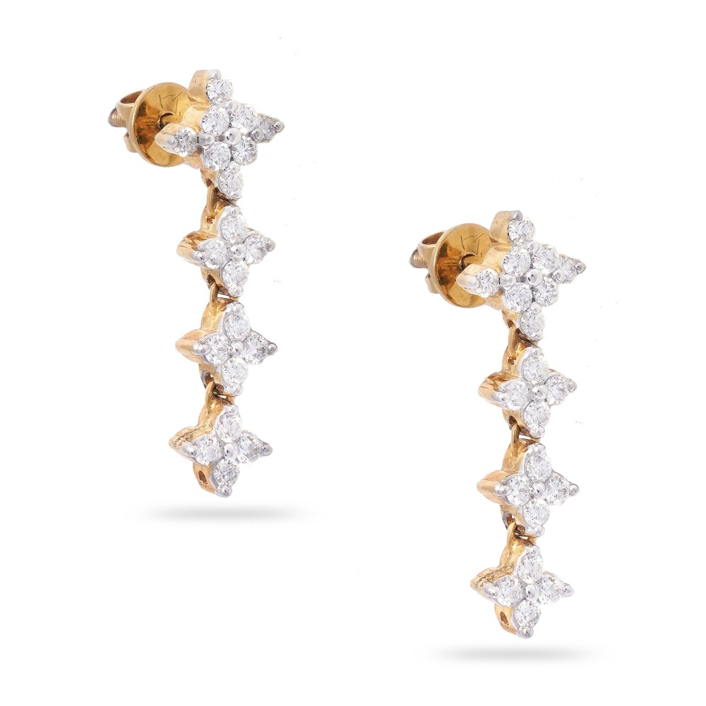 916 Gold Elegant Design Diamond Earring - Image 2