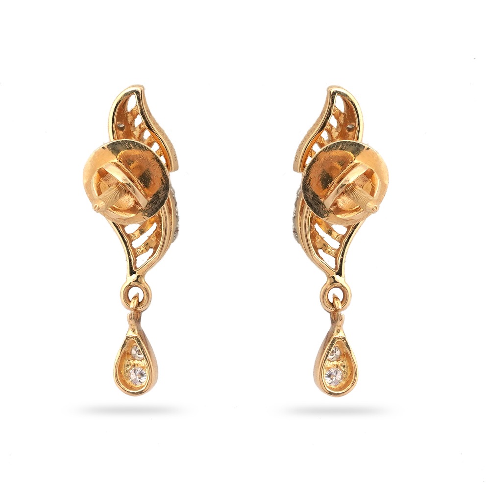 22KT Hallmark Gold Morden Design Diamond Earring - Image 4