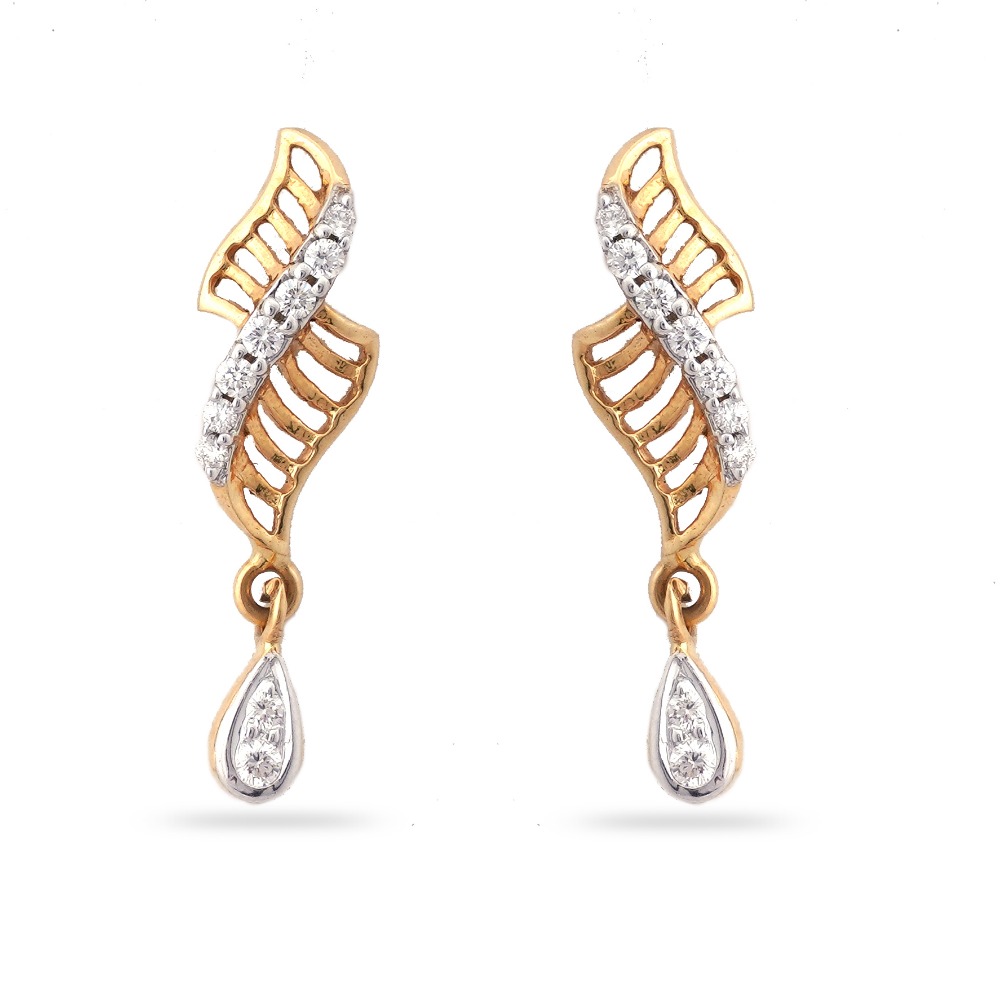 22KT Hallmark Gold Morden Design Diamond Earring - Image 3