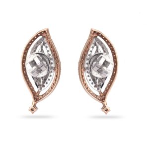 Rose Gold Leaves Design Diamond Earring