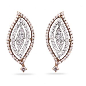 Rose Gold Leaves Design Diamond Earring