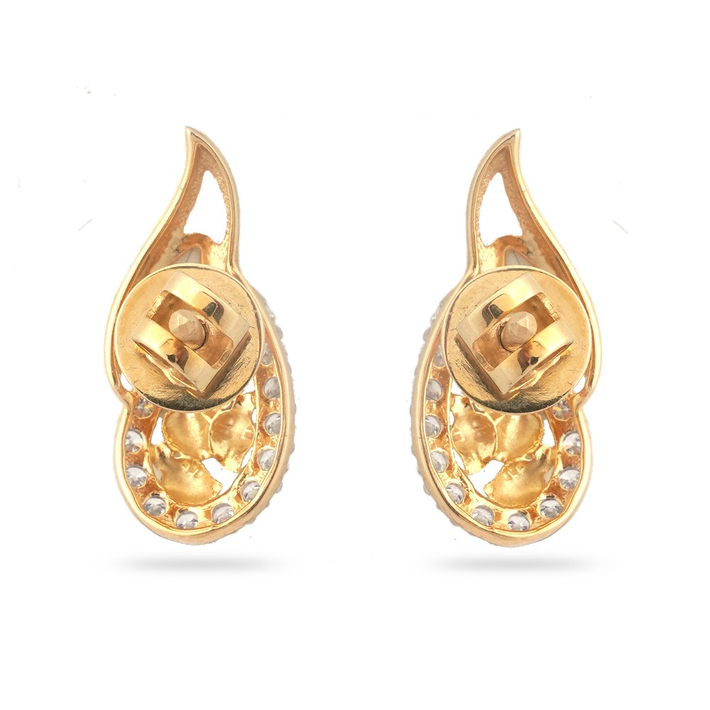 916 Hallmark Gold Light Weight Design Diamond Earring - Image 4