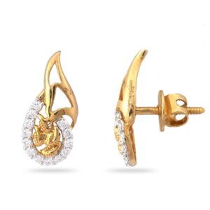 916 Hallmark Gold Light Weight Design Diamond Earring