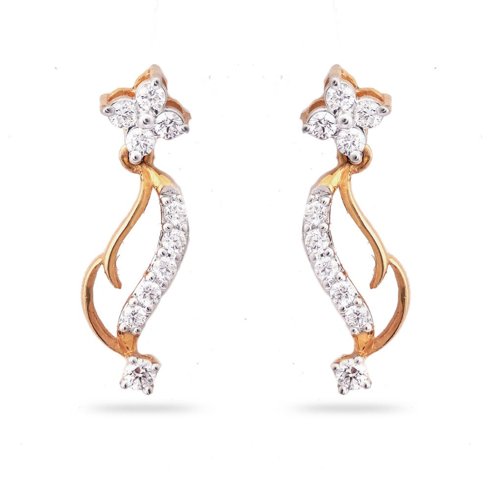 916 Gold New Simple Design Diamond Earring - Image 2