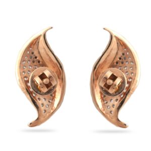 Rose Gold Leaves Design Diamond earring