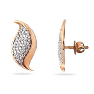 Rose Gold Leaves Design Diamond earring