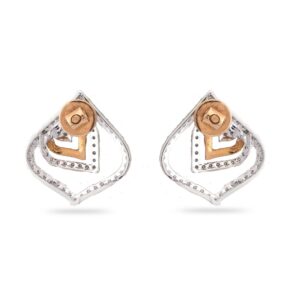 22KT Hallmark Gold Leaves Diamond Design Earring