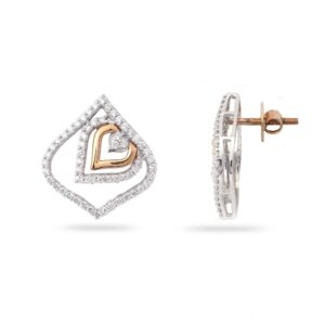 22KT Hallmark Gold Leaves Diamond Design Earring