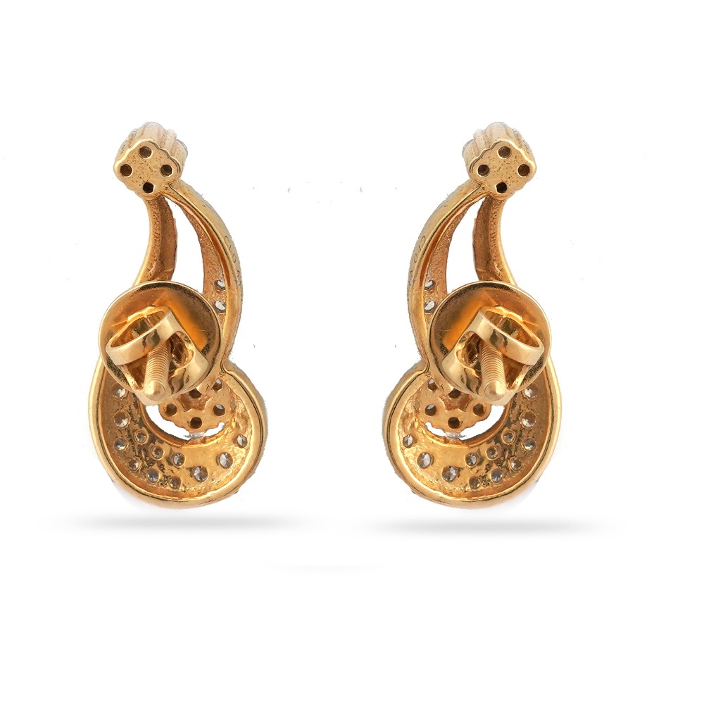 22KT Stylish Gold Diamond Earring - Image 4