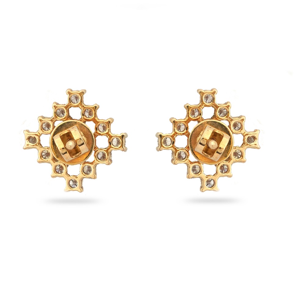 22KT Gold Elegant Design Diamond Earring - Image 4