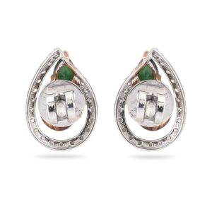 22KT Gold Green Stone Classic Design Diamond Earring