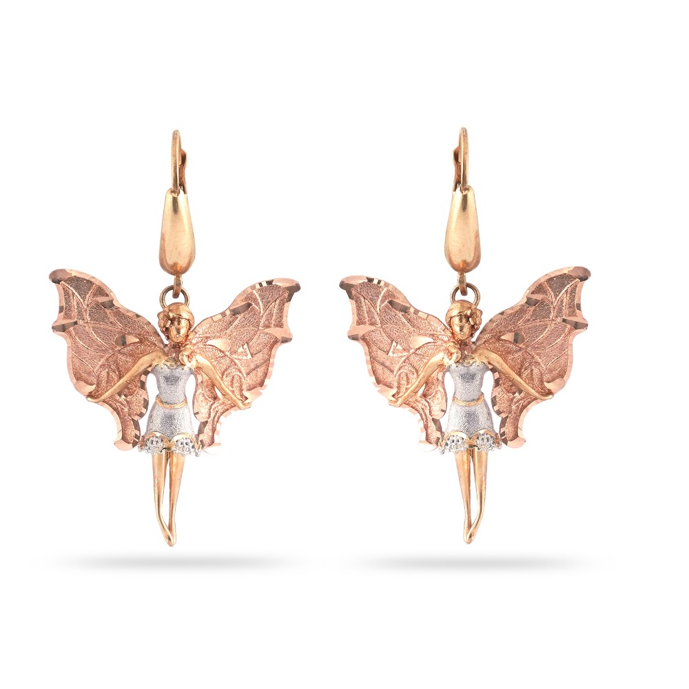 22KT Gold Butterfly Design Diamond Earring - Image 3