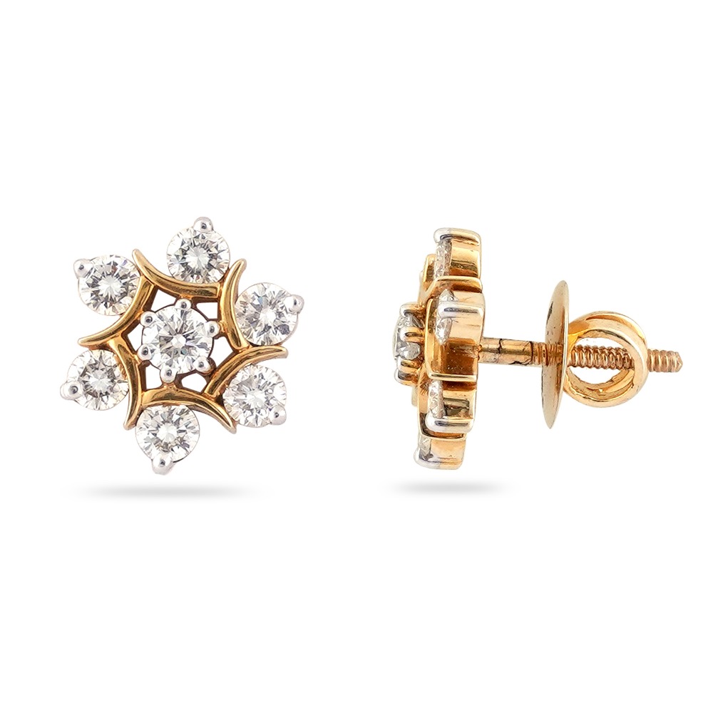 22KT Gold Diamond Small Design Earring - Image 3