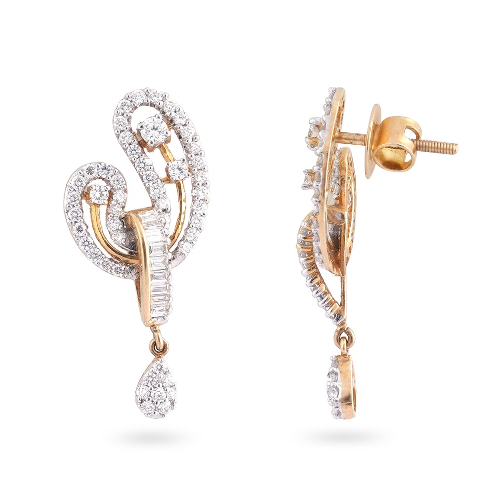 New Style Design 916 Gold Diamond Earring - Image 2
