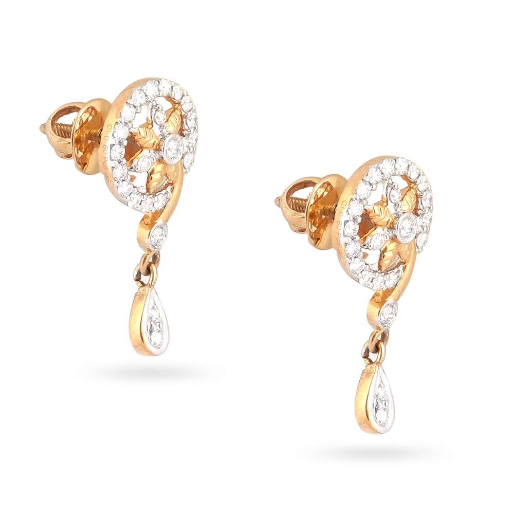 916 Gold Unique Hallmark Design Gold Earring - Image 3