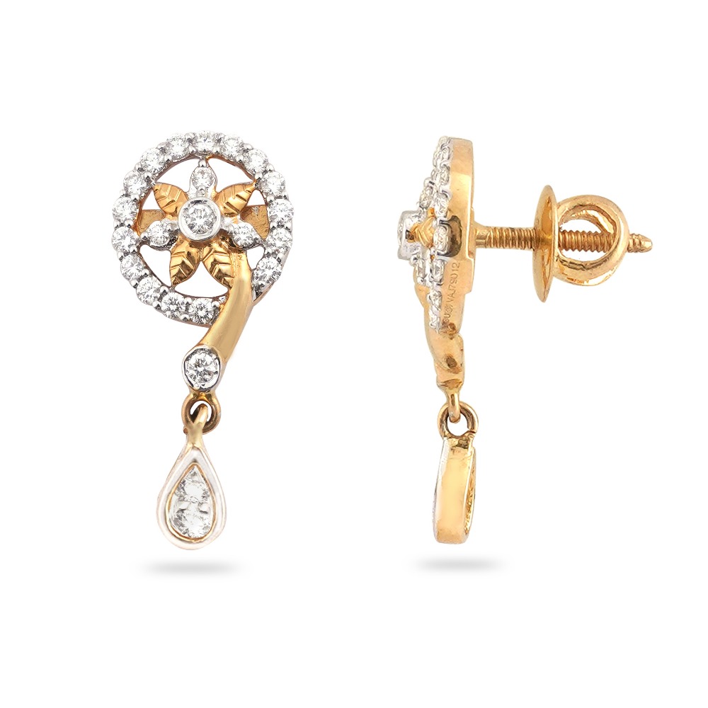 916 Gold Unique Hallmark Design Gold Earring - Image 2