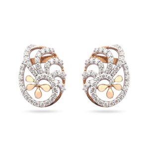916 Flower Design Gold Diamond Earring