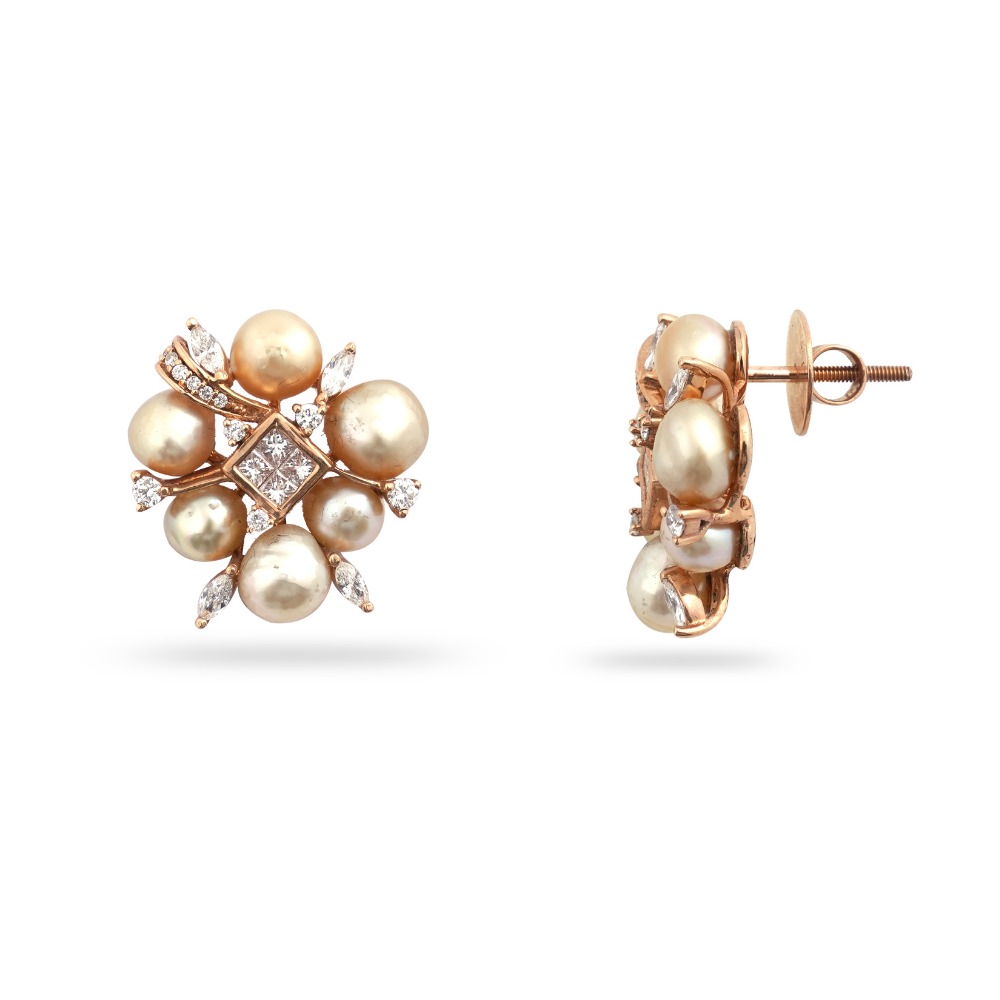 916 Gold Classic Design Diamond Earring - Image 2