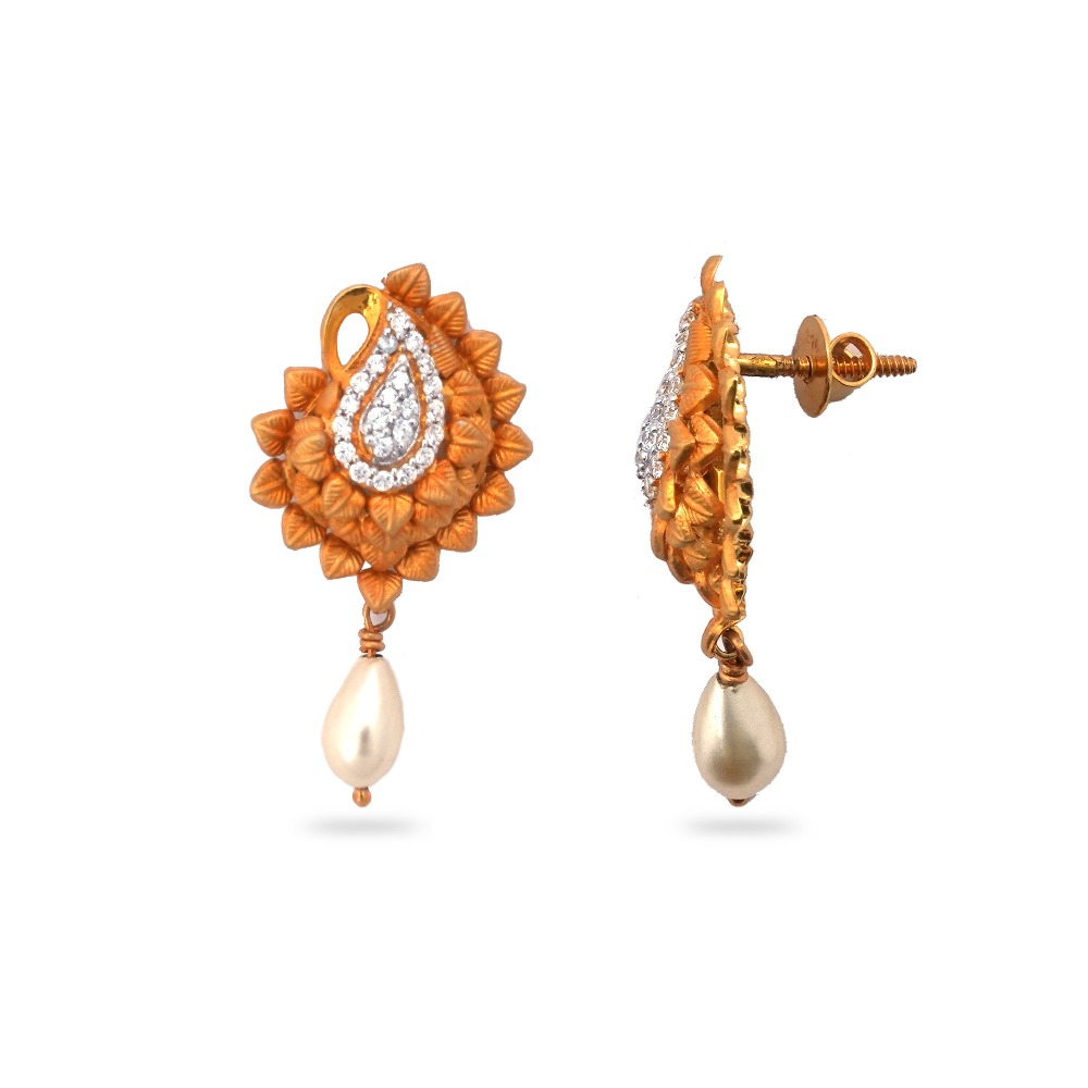 22K Gold Mango Design Pendant Set - Image 4