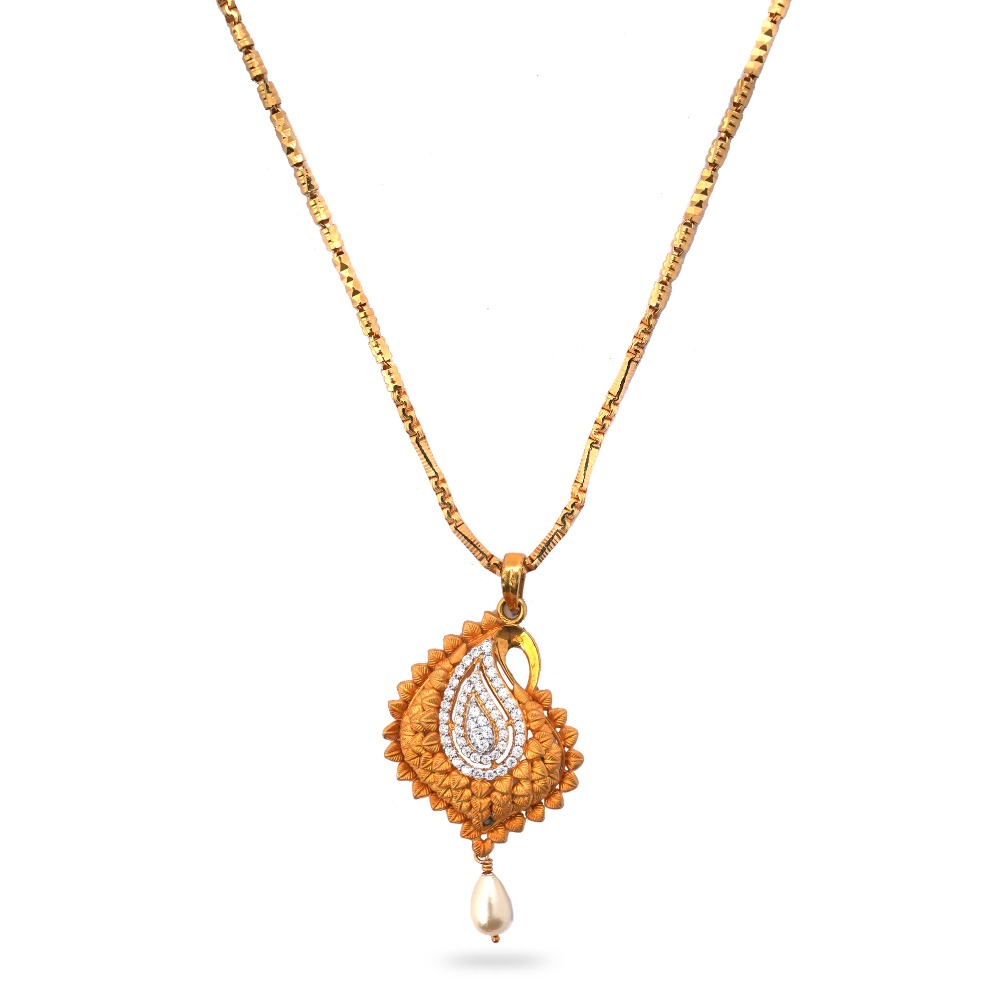 22K Gold Mango Design Pendant Set - Image 2