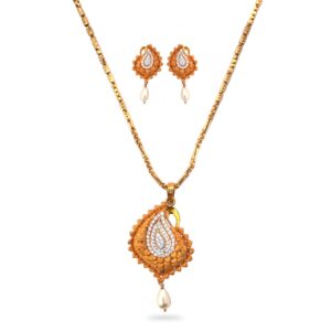 22K Gold Mango Design Pendant Set